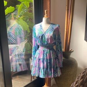 Lilly Pulitzer Lileeze BEACH BASH HELINE STRETCH DRESS Gecko Green Size 2